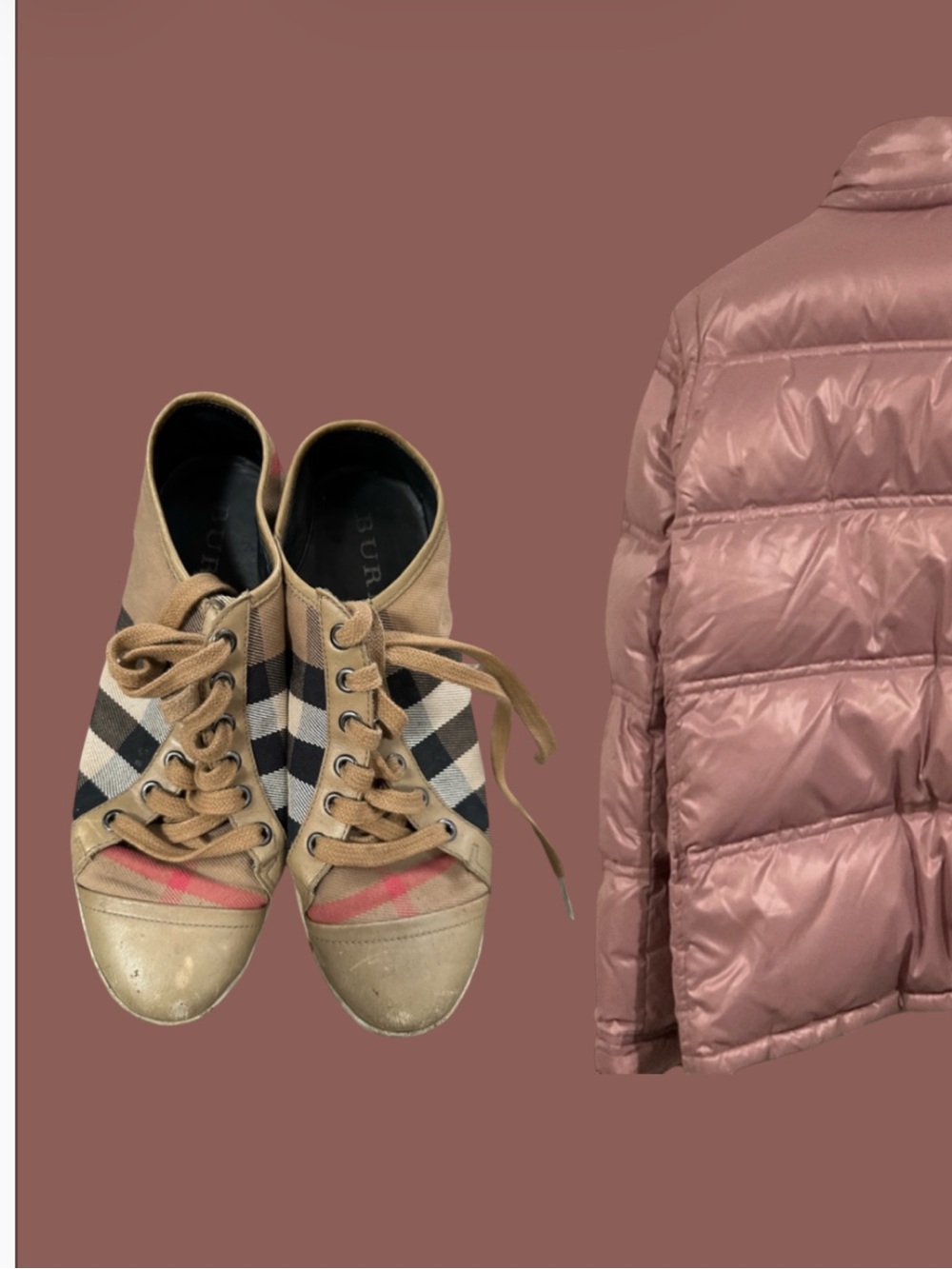 Burberry Tan Plaid Canvas & Leather Sneakers